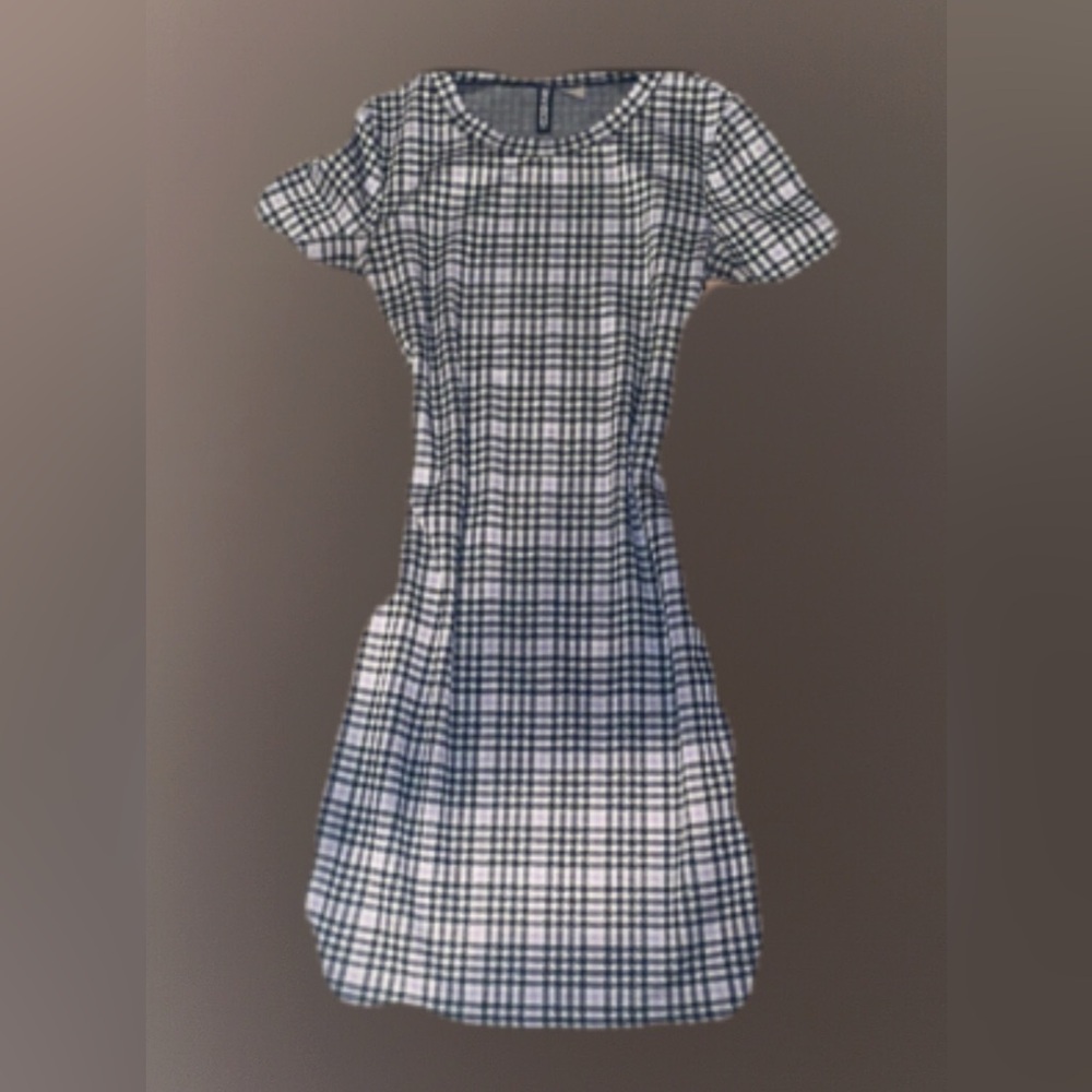 Plaid Black, White and Purple Dress
